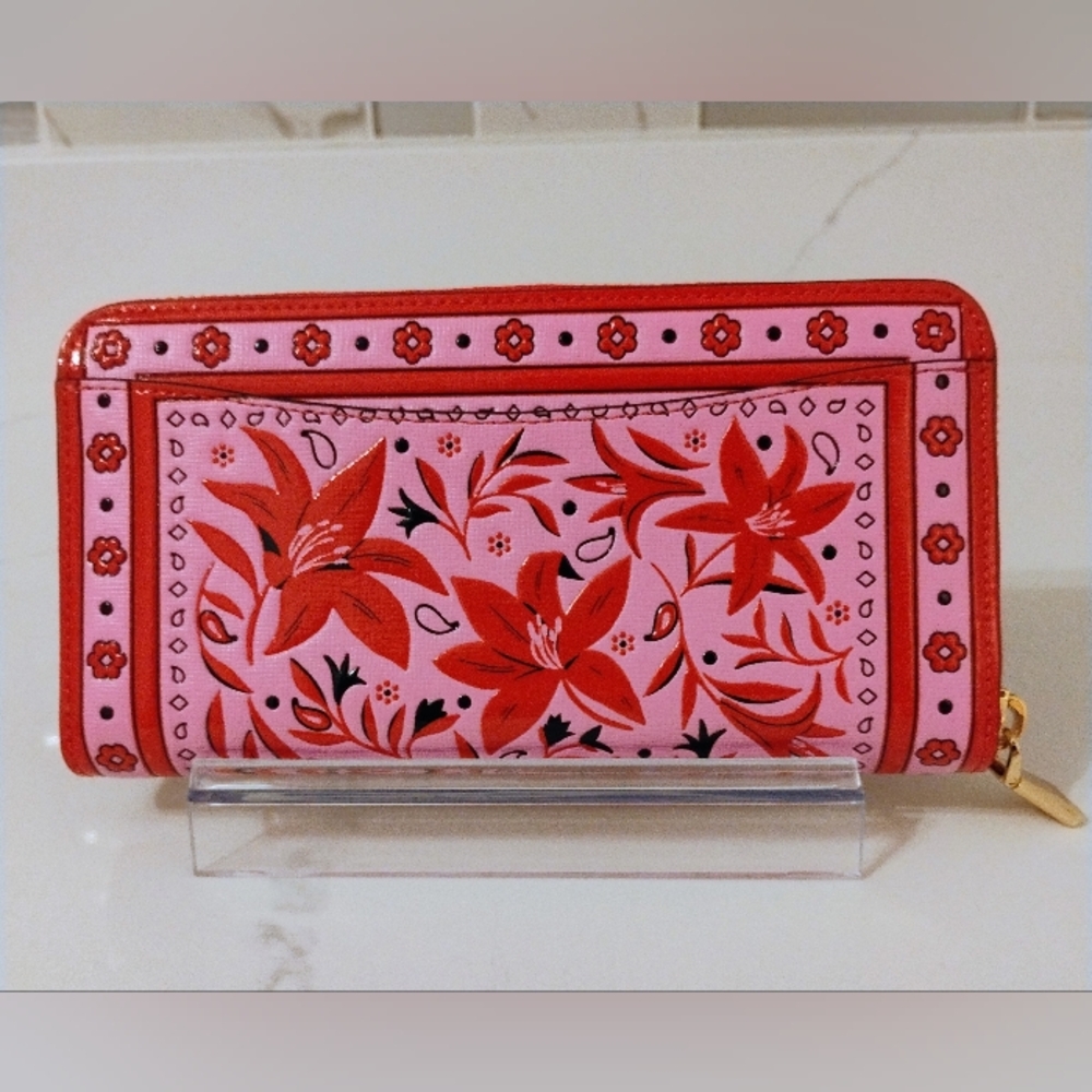 NWT Kate Spade Long Wallet - Pink & Red Ziparound w/GHW - Picture 3 of 13